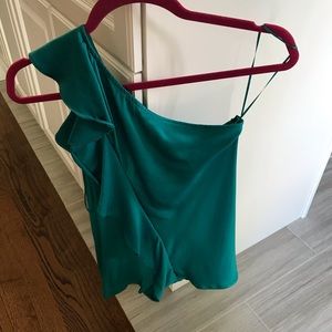 Off the shoulder hunter green blouse